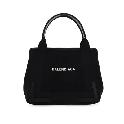 Balenciaga Small Cabas Logo Print Tote Bag In Black