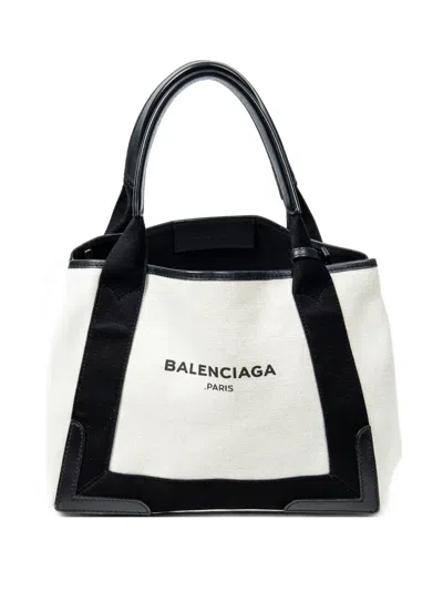 Pre-owned Balenciaga Small Cabas Tote Bag In White