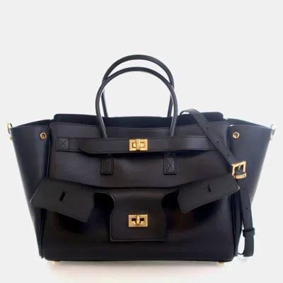 Pre-owned Balenciaga Small Calfskin Bel Air Carry All Tote In Black