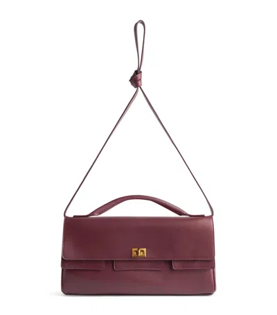 Balenciaga Bel Air Flap Leather Top-handle Bag In Burgundy