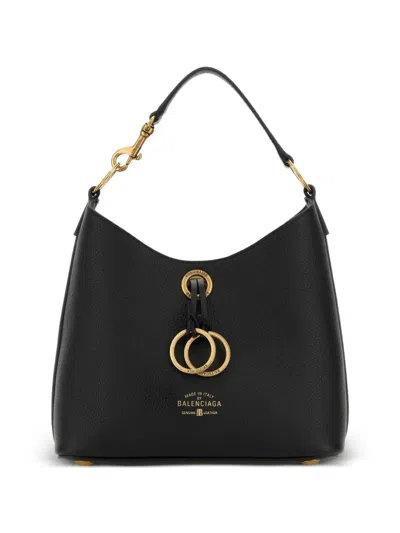 Balenciaga Small Carrie Hobo Leather Tote Bag In Black