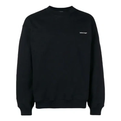 Balenciaga Small Contrast Logo Print Crewneck Sweatshirt 'black White'