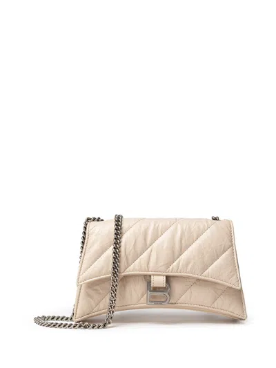 Balenciaga Small Crush Bag In Beige With Chain