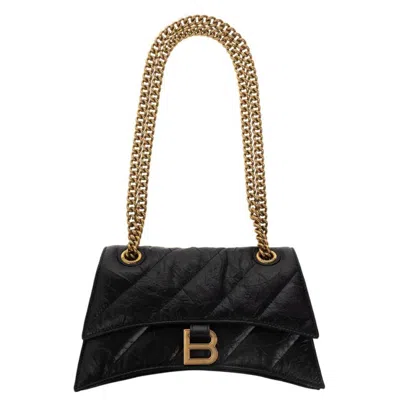 Balenciaga Small Crush Chain Shoulder Bag In Black