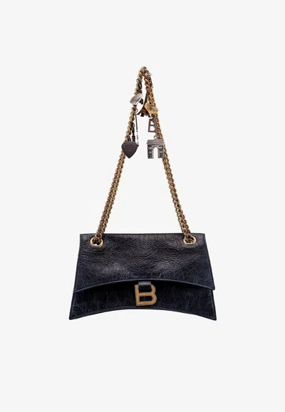 Balenciaga Small Crush Chain Shoulder Bag With Charms In Black