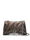 Balenciaga Small Crush Leather Shoulder Bag In Brown
