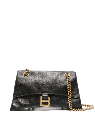 Pre-owned Balenciaga Small Crush Shoulder Bag In Black