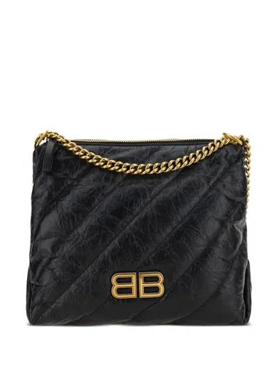 Balenciaga Crush Hobo Shoulder Bag In Black