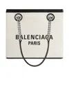 Balenciaga Ivory Canvas M Duty Free Shopping Bag In Black