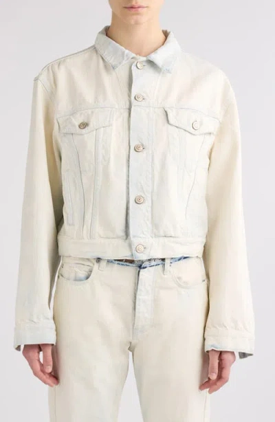 Balenciaga Small Fit Bleached Denim Jacket In 3902 Heavy Bleached Blue