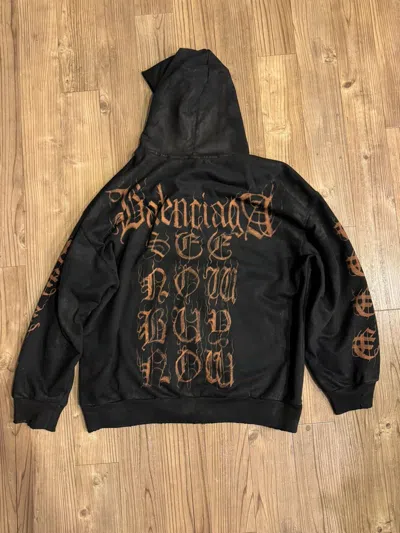 Pre-owned Balenciaga Small Fit Metal Hoodie In Black