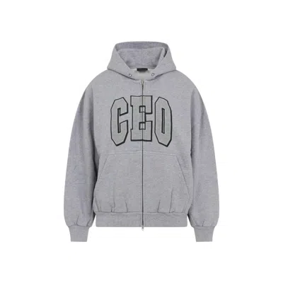 BALENCIAGA BALENCIAGA SMALL FIT ZIP-UP GREY COTTON SWEATSHIRT