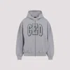 Balenciaga Zip Front Hoodie With Contrast Logo And Ribbed Details In Gray
