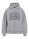 Balenciaga Small Fit Zip-up Sweatshirt In Gray
