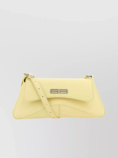 Balenciaga Small Flap Crossbody Bag In Pale Leather In Cream