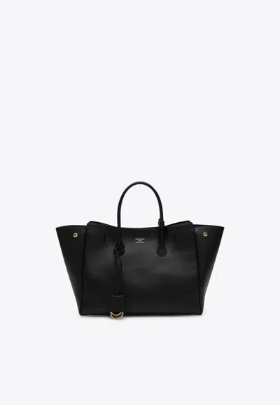 Balenciaga Small Hampton Calf Leather Tote Bag In Black