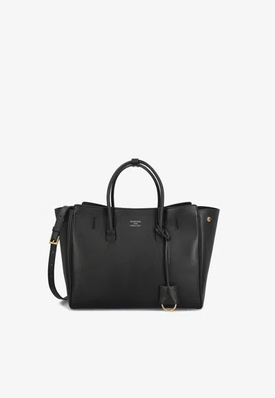 Balenciaga Small Hampton Calf Leather Tote Bag In Black