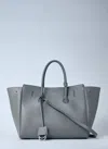 Balenciaga Women Grey Leather Small Carry All Hampton Shopping Bag In Grey