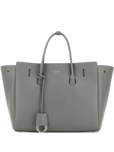 Balenciaga Women Grey Leather Small Carry All Hampton Shopping Bag In Gray