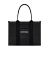 Balenciaga Neo Navy Small Leather-trimmed Printed Organic Cotton-canvas Tote In Black