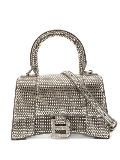 Pre-owned Balenciaga Small Hourglass Crystal-embellished Tote Bag In Silver