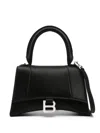 Balenciaga Extra Small Hourglass Croc Embossed Leather Top Handle Bag In 黑色