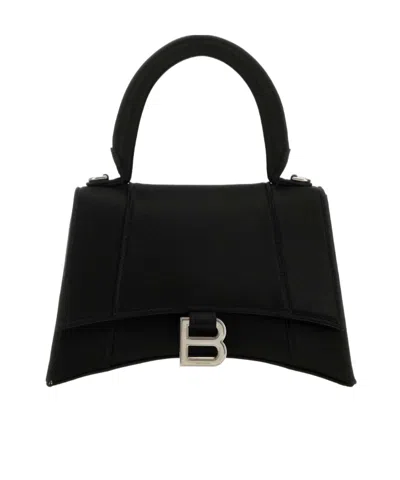 Balenciaga Medium Hourglass Leather Tote Bag In Black