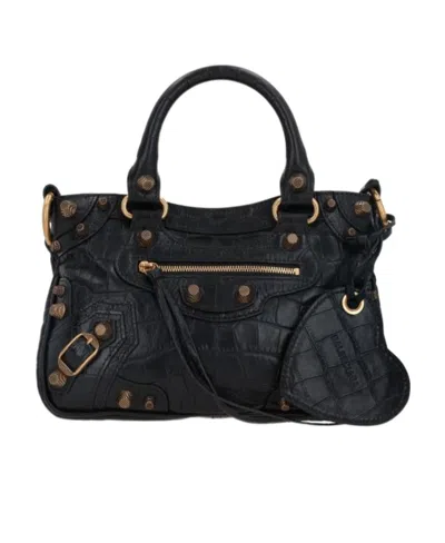 Balenciaga Small Le Cagole Leather Tote Bag In Black