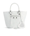 Balenciaga White Raffia Small Le Cagole Panier Handbag In White