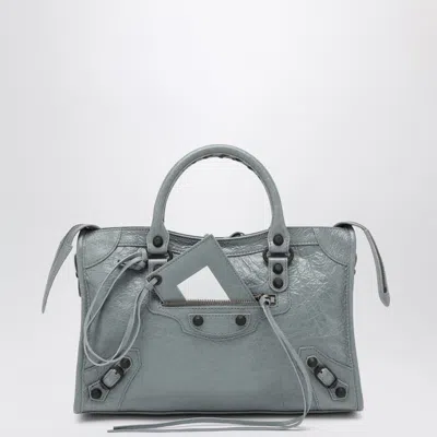 Balenciaga Small Le City Bag In Grey Blue Leather In Gray