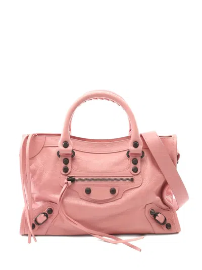 Pre-owned Balenciaga Small Le City Braided-handle Two-way Handbag In Pink