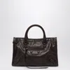 Balenciaga Le City Small Embellished Textured-leather Tote In Brown