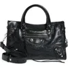 Balenciaga Le City Small Embellished Textured-leather Tote In Black