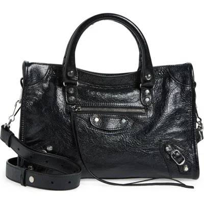 BALENCIAGA BALENCIAGA SMALL LE CITY CRINKLE LEATHER TOP HANDLE BAG