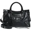Balenciaga Le City Medium Textured-leather Tote In Black