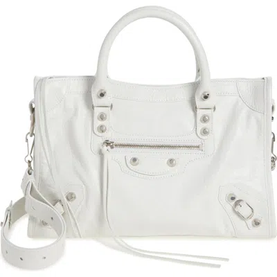 Balenciaga Le City Small Bag In White In Optic White