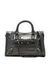 Balenciaga Small Le City Crocodile-effect Zip-fastening Tote Bag In Black
