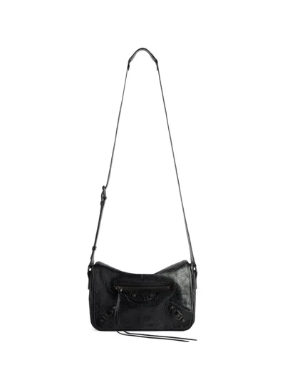 Balenciaga The City Small Motorcycle In Black Arena Lambskin