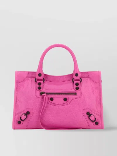 Balenciaga Small Le City Handbag With Studded Accents In Pink