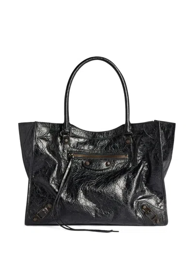 Balenciaga Small Le City Lambskin Tote Bag In Black