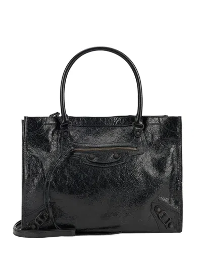 Balenciaga Small Le City Lambskin Tote Bag In Black