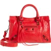 Balenciaga Small Le City Leather Satchel In 6506 Vermillion Red