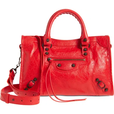 Balenciaga Small Le City Leather Satchel In 6506 Vermillion Red