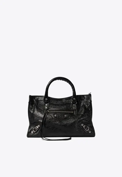 Balenciaga Small Le City Leather Tote Bag In Black