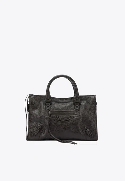 Balenciaga Small Le City Leather Tote Bag In Black