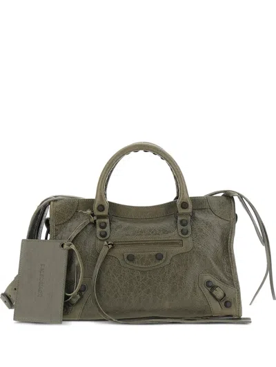 Balenciaga Small Le City Leather Tote Bag In Green