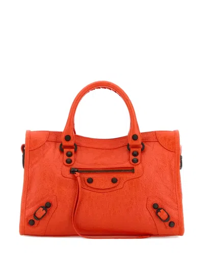Balenciaga Fluo Orange Leather Small Le City Handbag