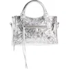 Balenciaga Mini Le City Metallic Lambskin Leather Handbag In 8122 Silver