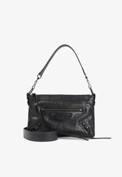 Balenciaga Small Le City Moto Nappa Leather Shoulder Bag In Black