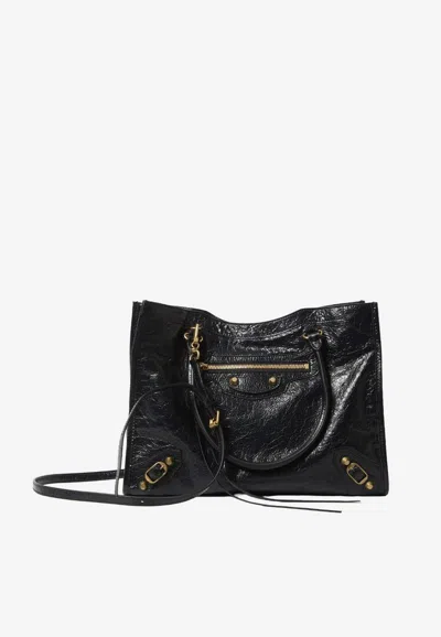 Balenciaga Small Le City Nappa Leather Tote Bag In Black
